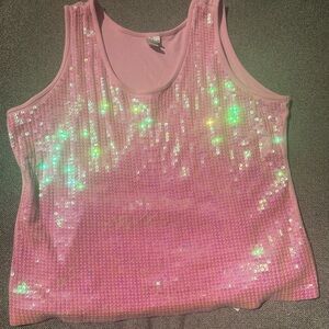 Pink Sequin Tank Top